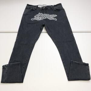 Billionaire Boys Ice Cream Running Dog Denim Jeans Mens 34 X 30 Black Grey